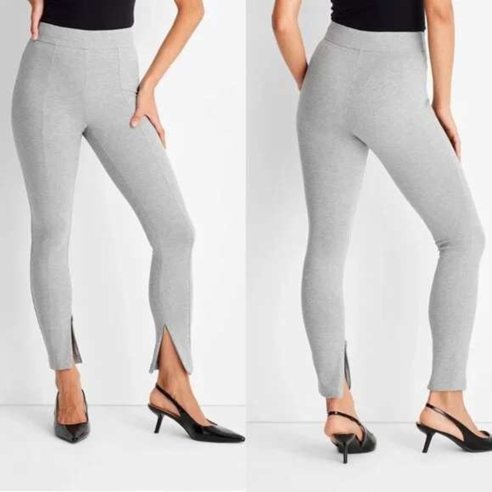 A New Day Women's XS High Waisted Slim Fit Ankle Zip Ponte Leggings Gray
